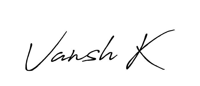 Vansh K stylish signature style. Best Handwritten Sign (Antro_Vectra_Bolder) for my name. Handwritten Signature Collection Ideas for my name Vansh K. Vansh K signature style 7 images and pictures png