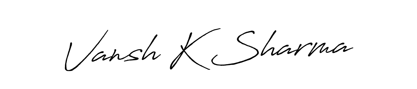 The best way (Antro_Vectra_Bolder) to make a short signature is to pick only two or three words in your name. The name Vansh K Sharma include a total of six letters. For converting this name. Vansh K Sharma signature style 7 images and pictures png