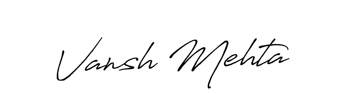 How to make Vansh Mehta name signature. Use Antro_Vectra_Bolder style for creating short signs online. This is the latest handwritten sign. Vansh Mehta signature style 7 images and pictures png