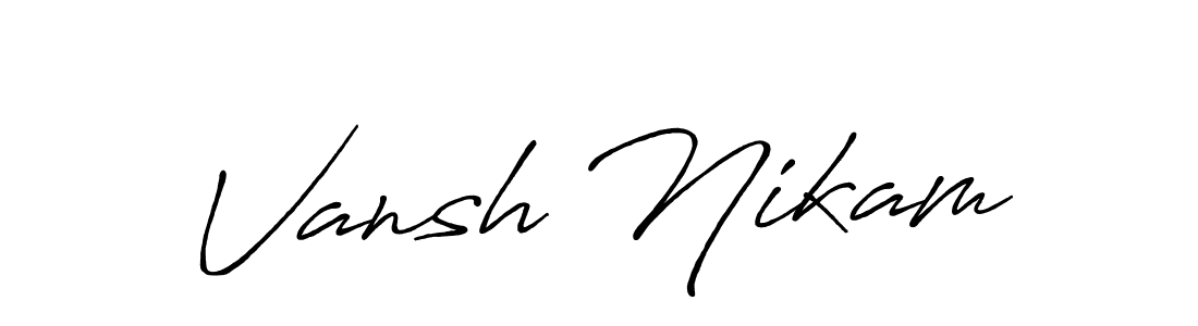 Similarly Antro_Vectra_Bolder is the best handwritten signature design. Signature creator online .You can use it as an online autograph creator for name Vansh Nikam. Vansh Nikam signature style 7 images and pictures png