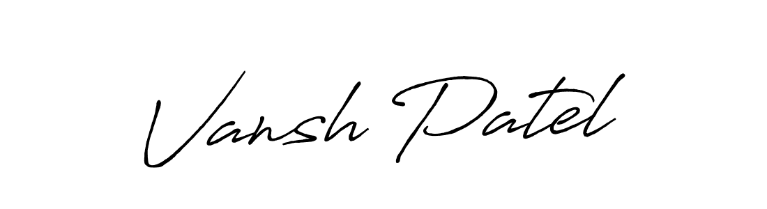 Make a beautiful signature design for name Vansh Patel. With this signature (Antro_Vectra_Bolder) style, you can create a handwritten signature for free. Vansh Patel signature style 7 images and pictures png