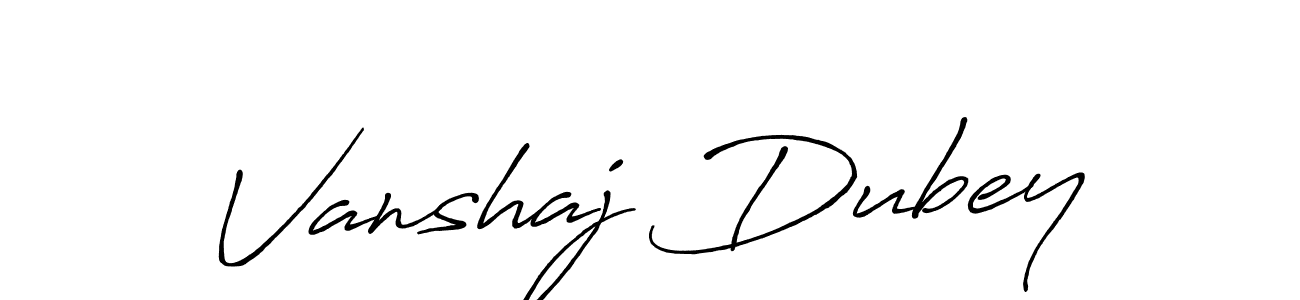 How to make Vanshaj Dubey name signature. Use Antro_Vectra_Bolder style for creating short signs online. This is the latest handwritten sign. Vanshaj Dubey signature style 7 images and pictures png