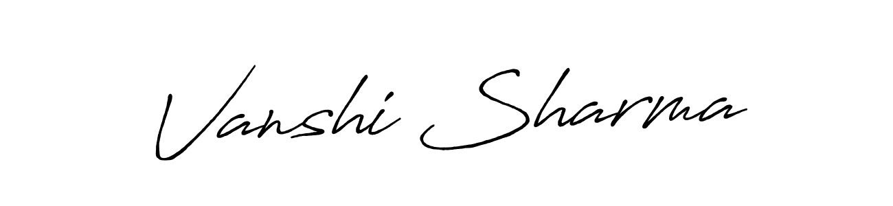 Use a signature maker to create a handwritten signature online. With this signature software, you can design (Antro_Vectra_Bolder) your own signature for name Vanshi Sharma. Vanshi Sharma signature style 7 images and pictures png