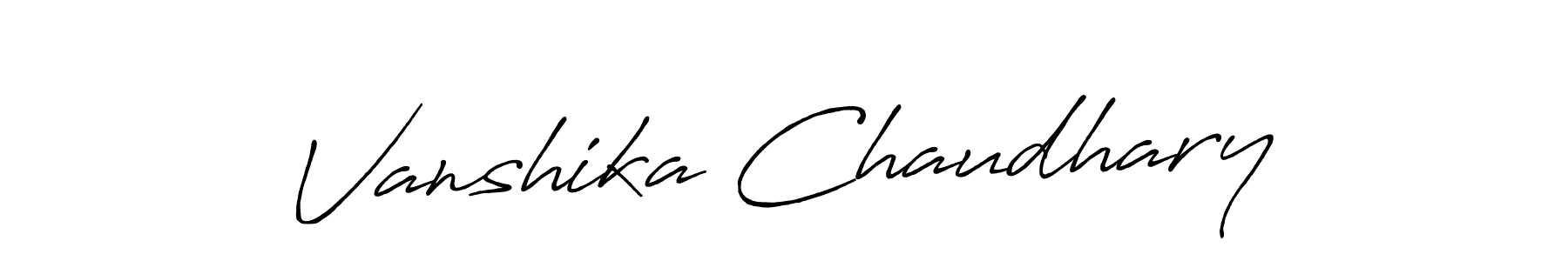 Create a beautiful signature design for name Vanshika Chaudhary. With this signature (Antro_Vectra_Bolder) fonts, you can make a handwritten signature for free. Vanshika Chaudhary signature style 7 images and pictures png