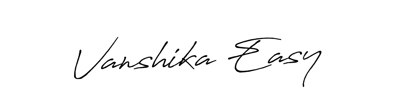 How to make Vanshika Easy name signature. Use Antro_Vectra_Bolder style for creating short signs online. This is the latest handwritten sign. Vanshika Easy signature style 7 images and pictures png