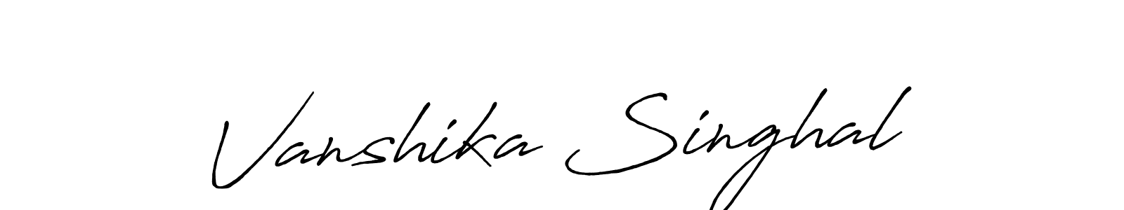 Create a beautiful signature design for name Vanshika Singhal. With this signature (Antro_Vectra_Bolder) fonts, you can make a handwritten signature for free. Vanshika Singhal signature style 7 images and pictures png