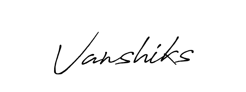 Use a signature maker to create a handwritten signature online. With this signature software, you can design (Antro_Vectra_Bolder) your own signature for name Vanshiks. Vanshiks signature style 7 images and pictures png