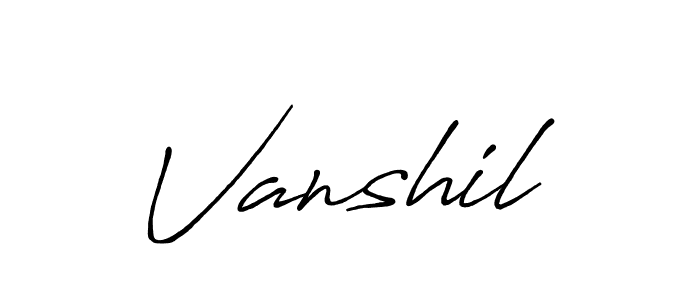 It looks lik you need a new signature style for name Vanshil. Design unique handwritten (Antro_Vectra_Bolder) signature with our free signature maker in just a few clicks. Vanshil signature style 7 images and pictures png