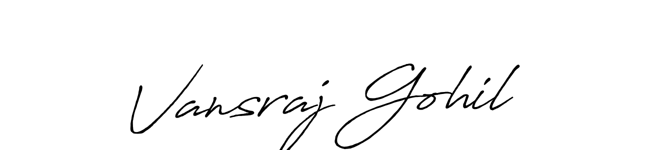 Vansraj Gohil stylish signature style. Best Handwritten Sign (Antro_Vectra_Bolder) for my name. Handwritten Signature Collection Ideas for my name Vansraj Gohil. Vansraj Gohil signature style 7 images and pictures png