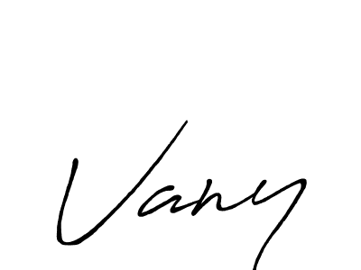 Make a beautiful signature design for name Vany. With this signature (Antro_Vectra_Bolder) style, you can create a handwritten signature for free. Vany signature style 7 images and pictures png