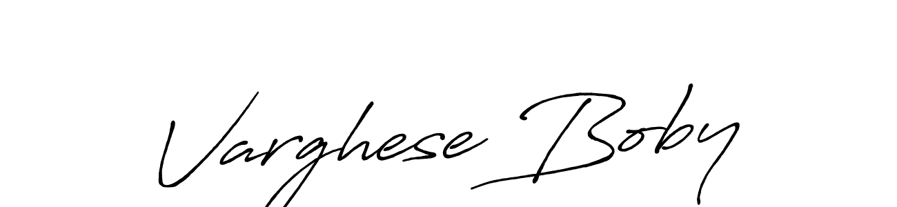 How to make Varghese Boby name signature. Use Antro_Vectra_Bolder style for creating short signs online. This is the latest handwritten sign. Varghese Boby signature style 7 images and pictures png