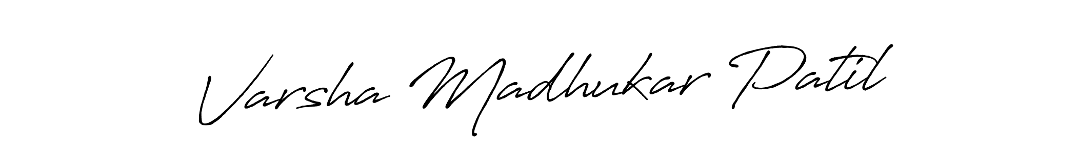How to make Varsha Madhukar Patil name signature. Use Antro_Vectra_Bolder style for creating short signs online. This is the latest handwritten sign. Varsha Madhukar Patil signature style 7 images and pictures png