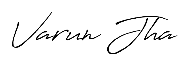 Get inspired by this graceful Antro_Vectra_Bolder signature style for name Varun Jha. Smooth loops and balanced proportions for everyday use. Varun Jha signature style 7 images and pictures png