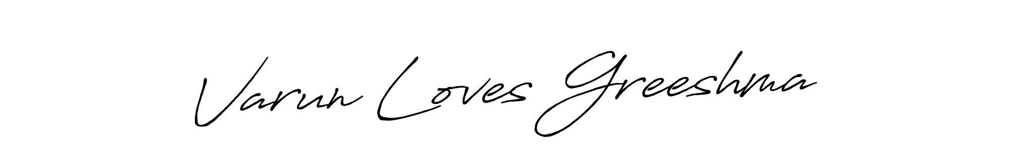 if you are searching for the best signature style for your name Varun Loves Greeshma. so please give up your signature search. here we have designed multiple signature styles  using Antro_Vectra_Bolder. Varun Loves Greeshma signature style 7 images and pictures png