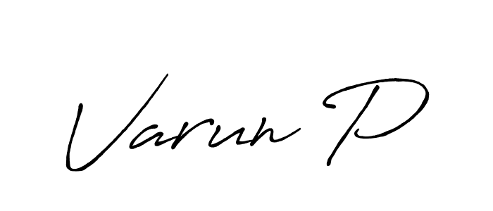 Create a beautiful signature design for name Varun P. With this signature (Antro_Vectra_Bolder) fonts, you can make a handwritten signature for free. Varun P signature style 7 images and pictures png