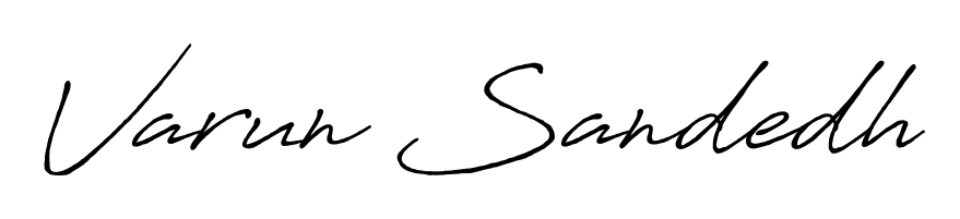 The Antro_Vectra_Bolder font transforms the name Varun Sandedh into an executive sign with sharp precision and distinguished character. Varun Sandedh signature style 7 images and pictures png