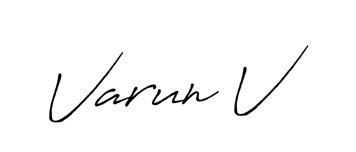 How to make Varun V name signature. Use Antro_Vectra_Bolder style for creating short signs online. This is the latest handwritten sign. Varun V signature style 7 images and pictures png