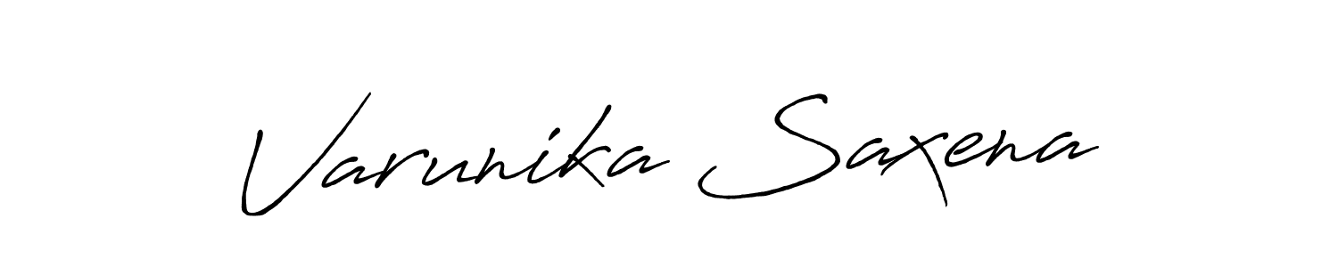 Make a beautiful signature design for name Varunika Saxena. With this signature (Antro_Vectra_Bolder) style, you can create a handwritten signature for free. Varunika Saxena signature style 7 images and pictures png