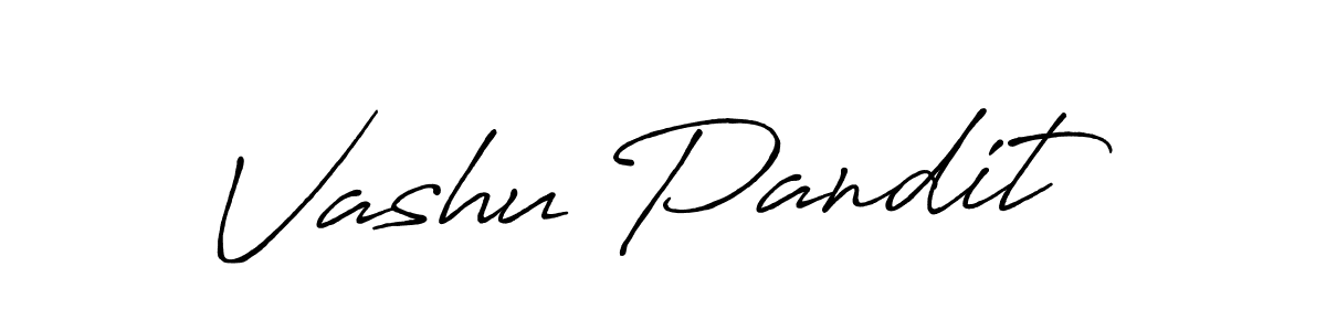 Make a beautiful signature design for name Vashu Pandit. With this signature (Antro_Vectra_Bolder) style, you can create a handwritten signature for free. Vashu Pandit signature style 7 images and pictures png
