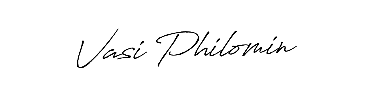 Make a beautiful signature design for name Vasi Philomin. With this signature (Antro_Vectra_Bolder) style, you can create a handwritten signature for free. Vasi Philomin signature style 7 images and pictures png