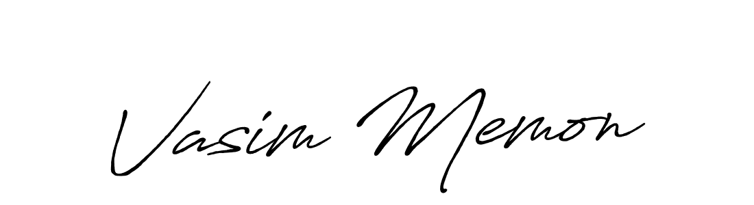 Design your own signature with our free online signature maker. With this signature software, you can create a handwritten (Antro_Vectra_Bolder) signature for name Vasim Memon. Vasim Memon signature style 7 images and pictures png