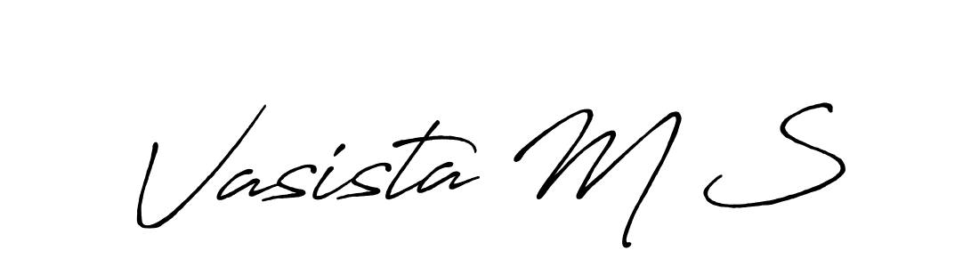 The best way (Antro_Vectra_Bolder) to make a short signature is to pick only two or three words in your name. The name Vasista M S include a total of six letters. For converting this name. Vasista M S signature style 7 images and pictures png