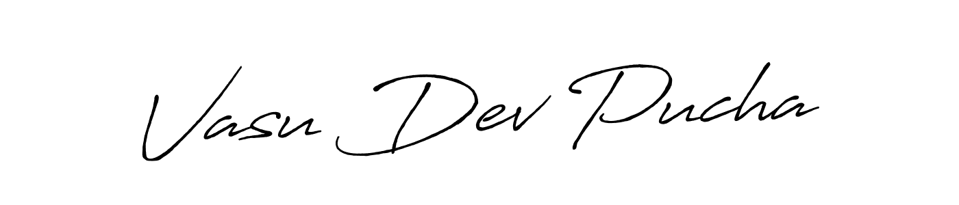 The best way (Antro_Vectra_Bolder) to make a short signature is to pick only two or three words in your name. The name Vasu Dev Pucha include a total of six letters. For converting this name. Vasu Dev Pucha signature style 7 images and pictures png