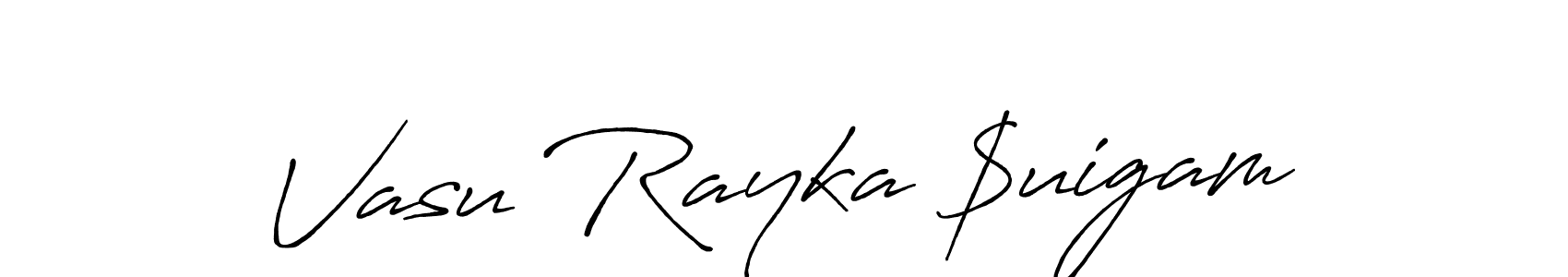 Create a beautiful signature design for name Vasu Rayka $uigam. With this signature (Antro_Vectra_Bolder) fonts, you can make a handwritten signature for free. Vasu Rayka $uigam signature style 7 images and pictures png