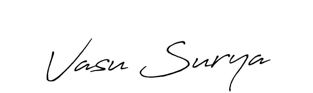 Use a signature maker to create a handwritten signature online. With this signature software, you can design (Antro_Vectra_Bolder) your own signature for name Vasu Surya. Vasu Surya signature style 7 images and pictures png