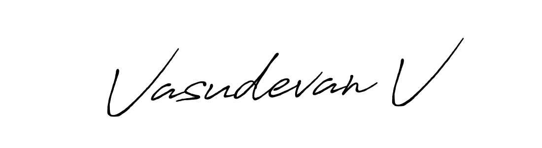 How to make Vasudevan V name signature. Use Antro_Vectra_Bolder style for creating short signs online. This is the latest handwritten sign. Vasudevan V signature style 7 images and pictures png