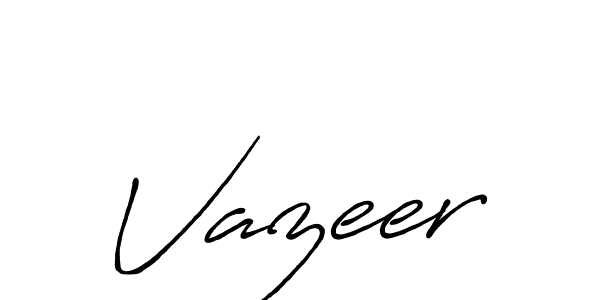 How to make Vazeer name signature. Use Antro_Vectra_Bolder style for creating short signs online. This is the latest handwritten sign. Vazeer signature style 7 images and pictures png