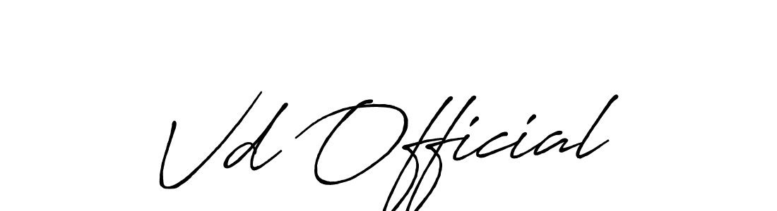 Make a beautiful signature design for name Vd Official. With this signature (Antro_Vectra_Bolder) style, you can create a handwritten signature for free. Vd Official signature style 7 images and pictures png