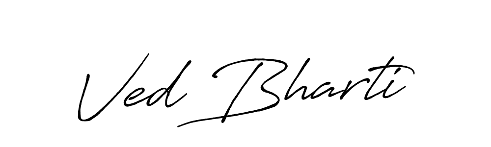Similarly Antro_Vectra_Bolder is the best handwritten signature design. Signature creator online .You can use it as an online autograph creator for name Ved Bharti. Ved Bharti signature style 7 images and pictures png