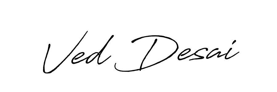 Similarly Antro_Vectra_Bolder is the best handwritten signature design. Signature creator online .You can use it as an online autograph creator for name Ved Desai. Ved Desai signature style 7 images and pictures png