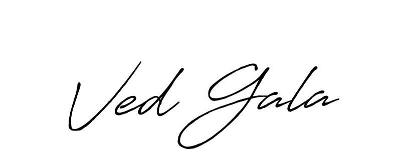 Make a beautiful signature design for name Ved Gala. With this signature (Antro_Vectra_Bolder) style, you can create a handwritten signature for free. Ved Gala signature style 7 images and pictures png