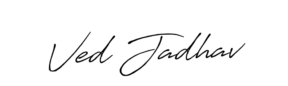 Also You can easily find your signature by using the search form. We will create Ved Jadhav name handwritten signature images for you free of cost using Antro_Vectra_Bolder sign style. Ved Jadhav signature style 7 images and pictures png