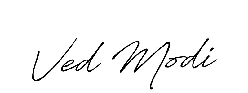 Use a signature maker to create a handwritten signature online. With this signature software, you can design (Antro_Vectra_Bolder) your own signature for name Ved Modi. Ved Modi signature style 7 images and pictures png