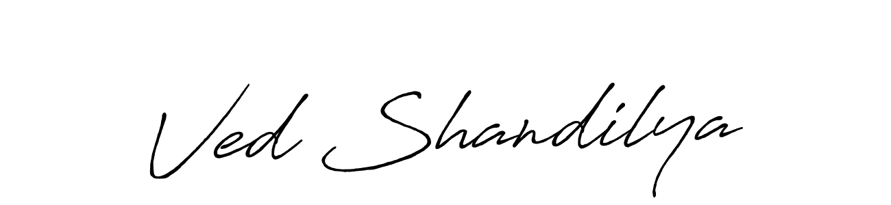 Also You can easily find your signature by using the search form. We will create Ved Shandilya name handwritten signature images for you free of cost using Antro_Vectra_Bolder sign style. Ved Shandilya signature style 7 images and pictures png