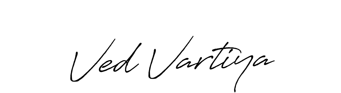 if you are searching for the best signature style for your name Ved Vartiya. so please give up your signature search. here we have designed multiple signature styles  using Antro_Vectra_Bolder. Ved Vartiya signature style 7 images and pictures png