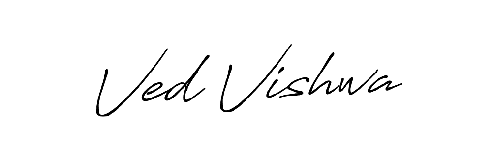 The best way (Antro_Vectra_Bolder) to make a short signature is to pick only two or three words in your name. The name Ved Vishwa include a total of six letters. For converting this name. Ved Vishwa signature style 7 images and pictures png