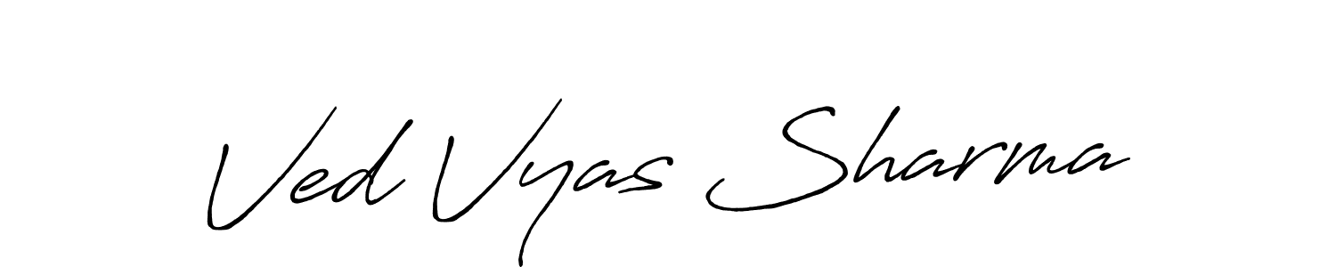 Make a beautiful signature design for name Ved Vyas Sharma. With this signature (Antro_Vectra_Bolder) style, you can create a handwritten signature for free. Ved Vyas Sharma signature style 7 images and pictures png