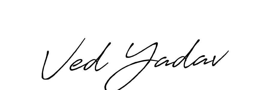 Similarly Antro_Vectra_Bolder is the best handwritten signature design. Signature creator online .You can use it as an online autograph creator for name Ved Yadav. Ved Yadav signature style 7 images and pictures png