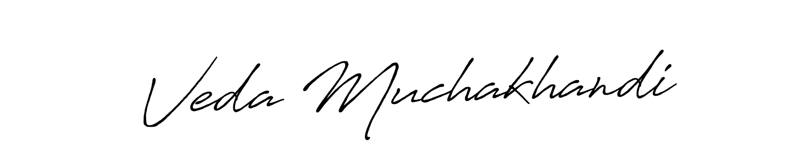 How to make Veda Muchakhandi name signature. Use Antro_Vectra_Bolder style for creating short signs online. This is the latest handwritten sign. Veda Muchakhandi signature style 7 images and pictures png