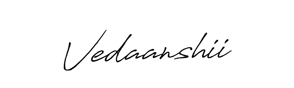 Use a signature maker to create a handwritten signature online. With this signature software, you can design (Antro_Vectra_Bolder) your own signature for name Vedaanshii. Vedaanshii signature style 7 images and pictures png