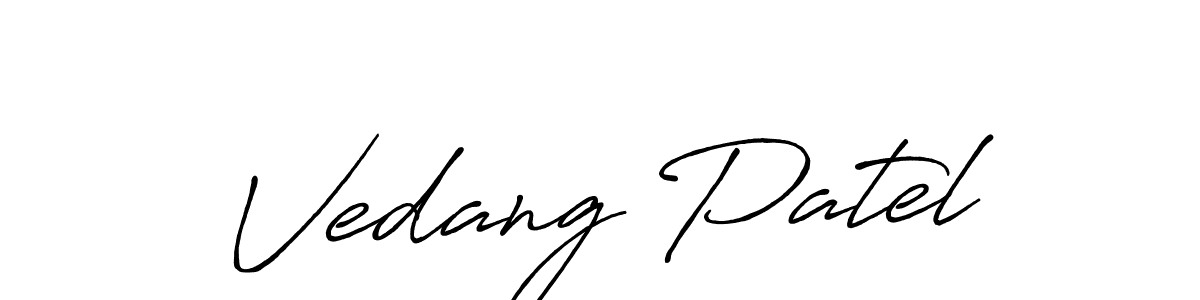 Make a beautiful signature design for name Vedang Patel. With this signature (Antro_Vectra_Bolder) style, you can create a handwritten signature for free. Vedang Patel signature style 7 images and pictures png