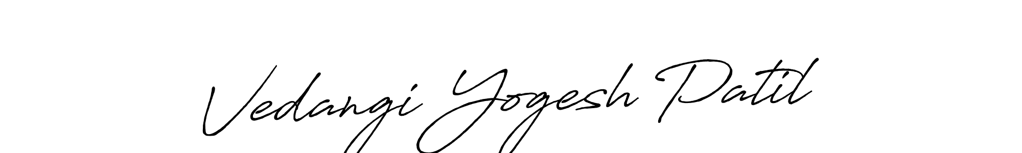 This is the best signature style for the Vedangi Yogesh Patil name. Also you like these signature font (Antro_Vectra_Bolder). Mix name signature. Vedangi Yogesh Patil signature style 7 images and pictures png