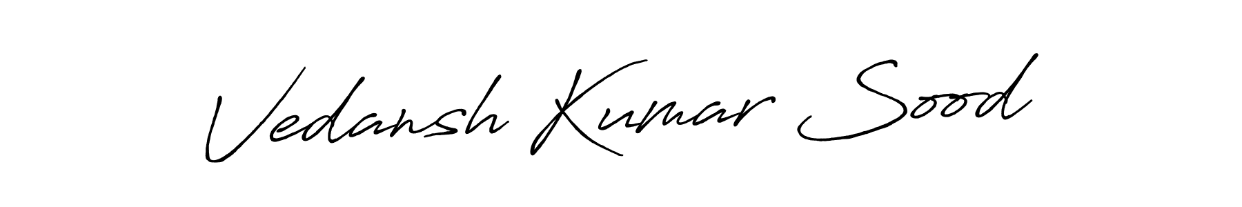 The best way (Antro_Vectra_Bolder) to make a short signature is to pick only two or three words in your name. The name Vedansh Kumar Sood include a total of six letters. For converting this name. Vedansh Kumar Sood signature style 7 images and pictures png