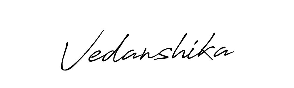 Make a beautiful signature design for name Vedanshika. With this signature (Antro_Vectra_Bolder) style, you can create a handwritten signature for free. Vedanshika signature style 7 images and pictures png