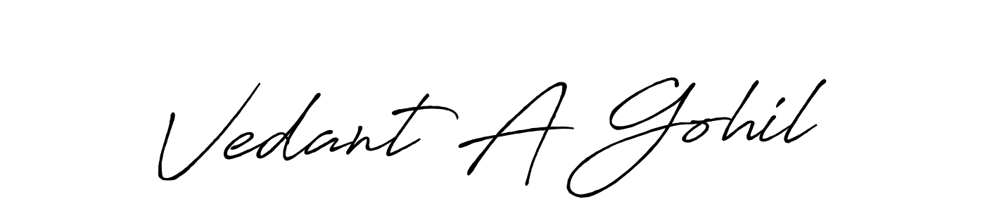 How to make Vedant A Gohil signature? Antro_Vectra_Bolder is a professional autograph style. Create handwritten signature for Vedant A Gohil name. Vedant A Gohil signature style 7 images and pictures png