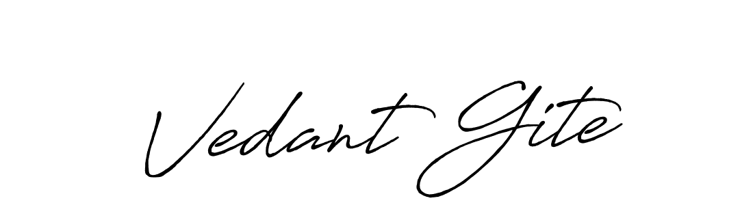 Use a signature maker to create a handwritten signature online. With this signature software, you can design (Antro_Vectra_Bolder) your own signature for name Vedant Gite. Vedant Gite signature style 7 images and pictures png